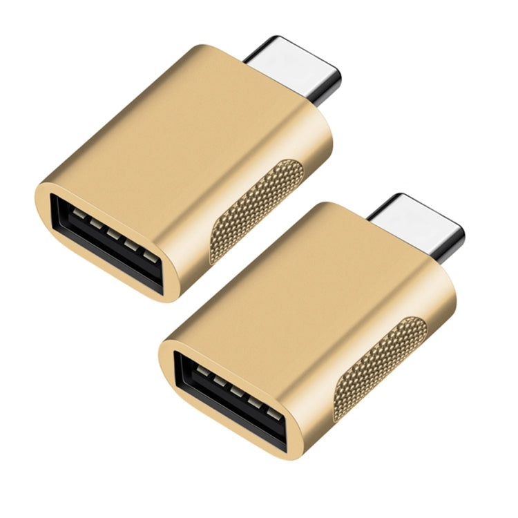 2 PCS SBT-158 USB-C / Type-C Male to USB 3.0 Female Zinc Alloy Adapter(Gold) - Converter & Adapter by PMC Jewellery | Online Shopping South Africa | PMC Jewellery | Buy Now Pay Later Mobicred