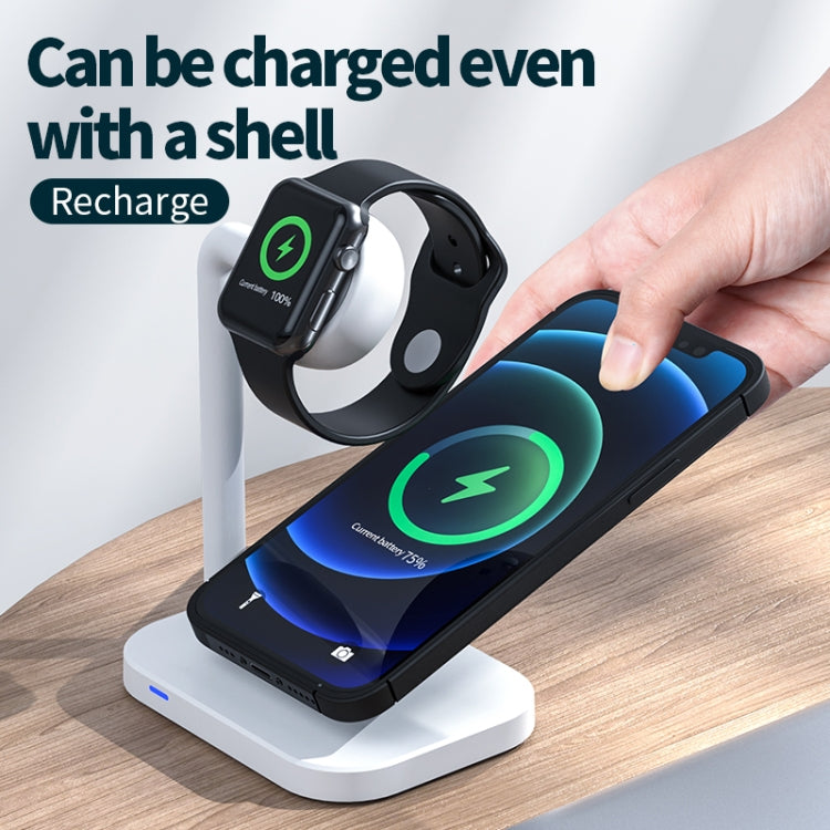 adj-984 2 in 1 Electromagnetic Induction Wireless Charger for Mobile Phones & Apple Watches & AirPods(White) - Multifunction Charger by PMC Jewellery | Online Shopping South Africa | PMC Jewellery | Buy Now Pay Later Mobicred