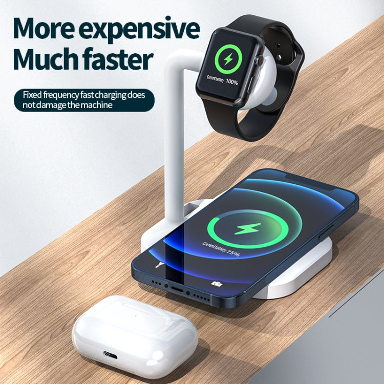 adj-984 2 in 1 Electromagnetic Induction Wireless Charger for Mobile Phones & Apple Watches & AirPods(White) - Multifunction Charger by PMC Jewellery | Online Shopping South Africa | PMC Jewellery | Buy Now Pay Later Mobicred