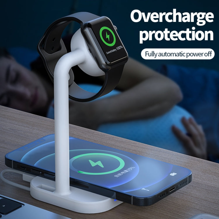 adj-984 2 in 1 Electromagnetic Induction Wireless Charger for Mobile Phones & Apple Watches & AirPods(Black) - Multifunction Charger by PMC Jewellery | Online Shopping South Africa | PMC Jewellery | Buy Now Pay Later Mobicred