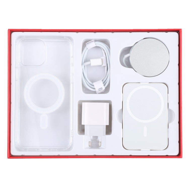 5 in 1 Data Cable + Travel Charger + Wired / Wireless MagSafe Magnetic Wireless Charger + MagSafe Magnetic Phone Case Digital Gift Box Set for iPhone 13 mini, EU Plug(Red) - Wireless Charger by PMC Jewellery | Online Shopping South Africa | PMC Jewellery | Buy Now Pay Later Mobicred