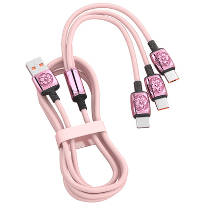 YT23085 Carved 3.5A 3 in 1 USB to Type-C / 8 Pin / Micro USB Fast Charging Cable, Cable Length: 1.2m(Pink) - Multifunction Cable by PMC Jewellery | Online Shopping South Africa | PMC Jewellery | Buy Now Pay Later Mobicred