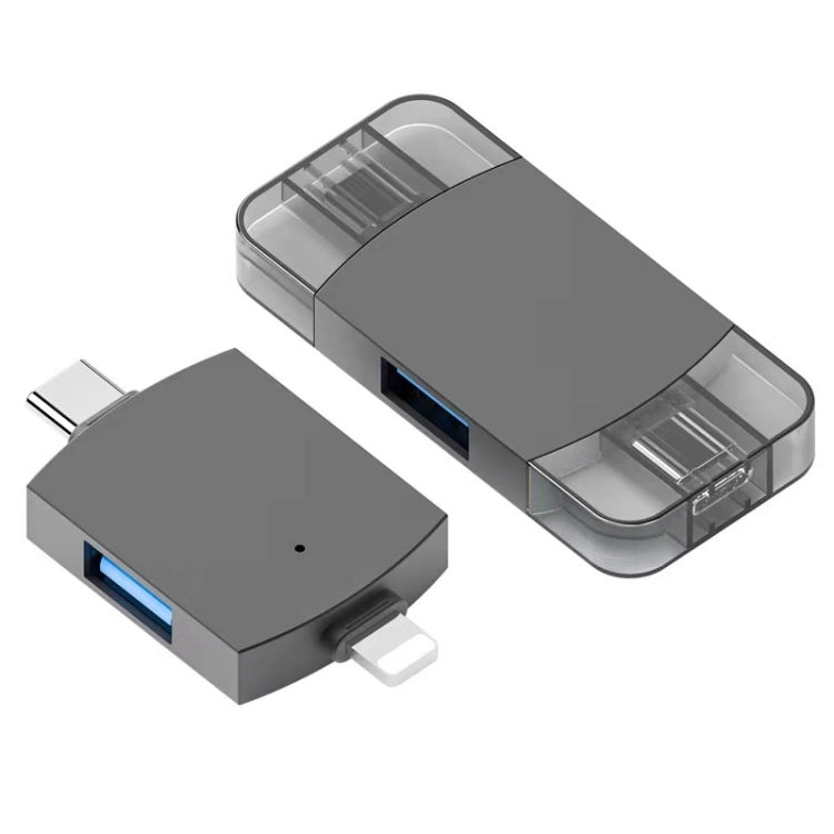 2 in 1 USB 2.0 + USB 3.0 Female to 8 Pin + USB-C / Type-C Male OTG Adapter - Converter & Adapter by PMC Jewellery | Online Shopping South Africa | PMC Jewellery | Buy Now Pay Later Mobicred