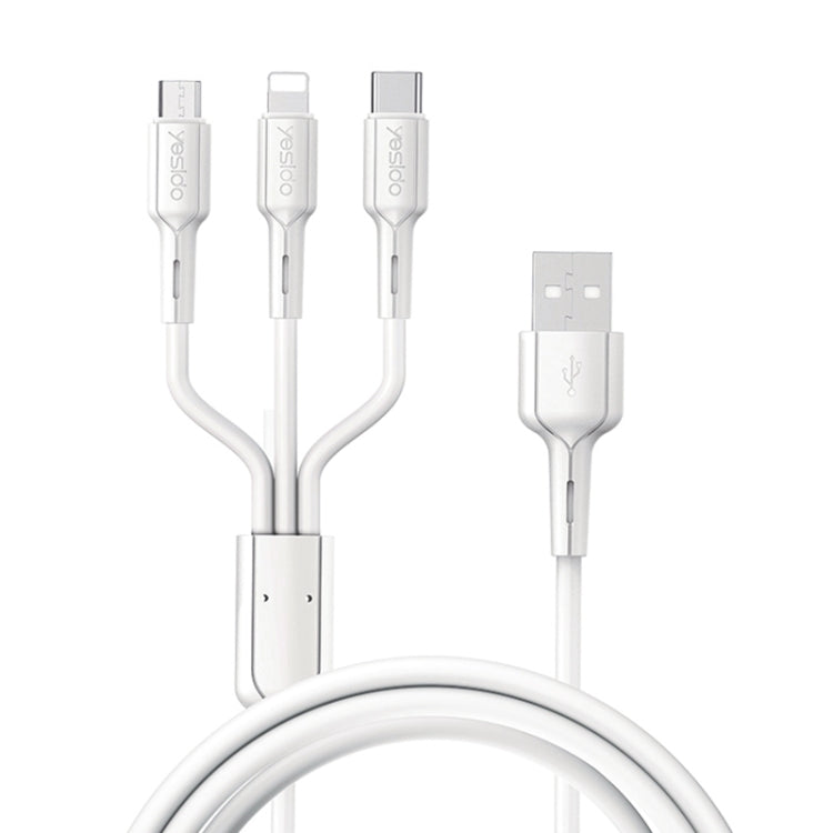 Yesido CA41 3.5A USB to 8 Pin + Micro USB + USB-C / Type-C Charging Cable, Length: 1m(White) - Multifunction Cable by Yesido | Online Shopping South Africa | PMC Jewellery | Buy Now Pay Later Mobicred