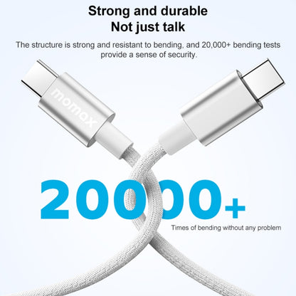 MOMAX DC30 1.5m USB-C / Type-C to USB-C / Type-C 60W Braided Data Sync Charge Cable (White) - USB-C & Type-C Cable by MOMAX | Online Shopping South Africa | PMC Jewellery | Buy Now Pay Later Mobicred