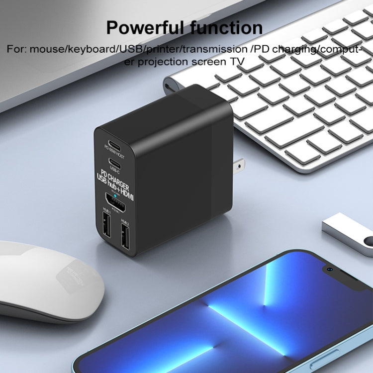 X8H 60W Type-C + USB + HDMI HUB PD Charger, US Plug - Multifunction Charger by PMC Jewellery | Online Shopping South Africa | PMC Jewellery | Buy Now Pay Later Mobicred