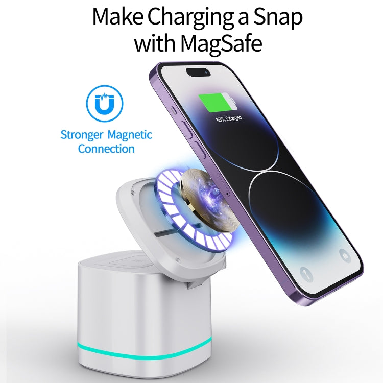 H32 15W 3 in 1 Magnetic Multifunctional Wireless Charger (White) - Wireless Charger by PMC Jewellery | Online Shopping South Africa | PMC Jewellery | Buy Now Pay Later Mobicred