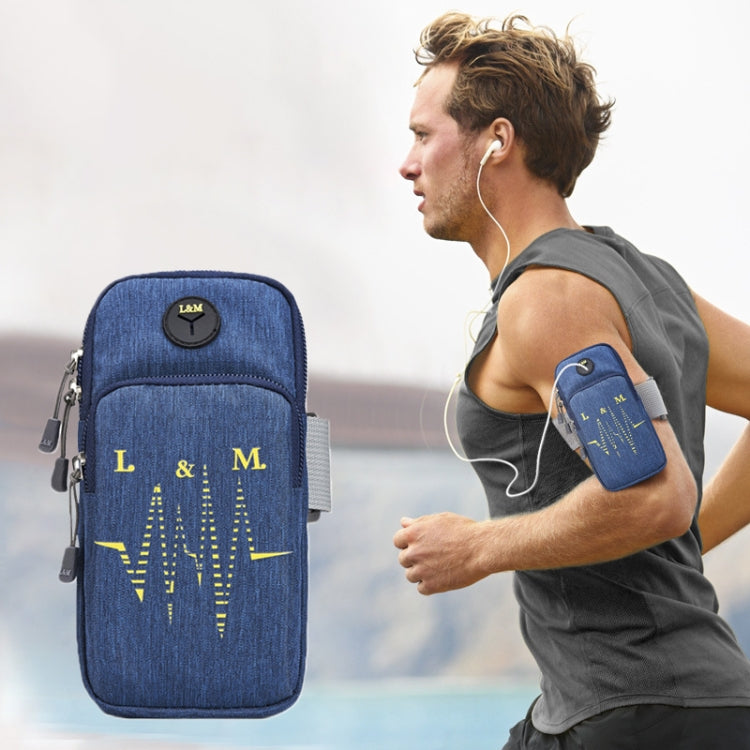 Universal 6.2 inch or Under Phone Zipper Double Bag Multi-functional Sport Arm Case with Earphone Hole, For iPhone, Samsung, Sony, Oneplus, Xiaomi, Huawei, Meizu, Lenovo, ASUS, Cubot, Ulefone, Letv, DOOGEE, Vkworld, and other Smartphones(Blue) - 5.5~6.5 inch by PMC Jewellery | Online Shopping South Africa | PMC Jewellery | Buy Now Pay Later Mobicred