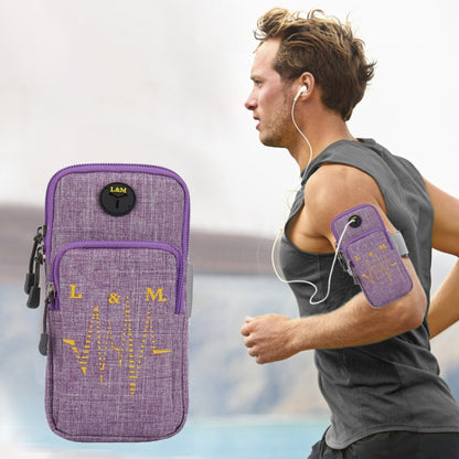 Universal 6.2 inch or Under Phone Zipper Double Bag Multi-functional Sport Arm Case with Earphone Hole(Purple) - 5.5~6.5 inch by PMC Jewellery | Online Shopping South Africa | PMC Jewellery | Buy Now Pay Later Mobicred