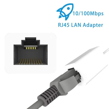 QTS-LAN8152B 1m 8 Pin to RJ45 Ethernet LAN Network Adapter Cable(White) - Multifunction Cable by PMC Jewellery | Online Shopping South Africa | PMC Jewellery | Buy Now Pay Later Mobicred