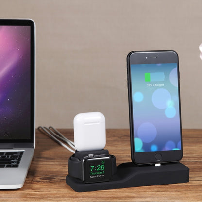 3 in 1 Silicone Charging Dock for AirPods Pro & Apple Watch & iPhone, with Bracket Funtcion(White) - Multifunction Charger by PMC Jewellery | Online Shopping South Africa | PMC Jewellery | Buy Now Pay Later Mobicred