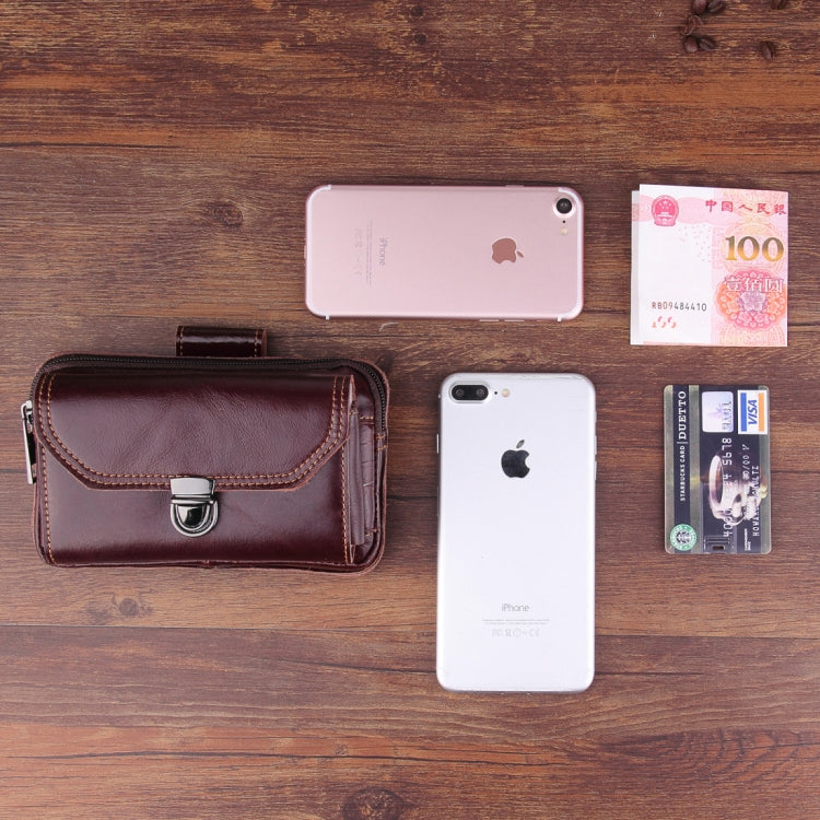 5.1-6 inch 007 Universal Crazy Horse Texture Cowhide Cross Section Plug-in Card Waist Bag, For iPhone, Samsung, Sony, Huawei, Meizu, Lenovo, ASUS, Oneplus, Xiaomi, Cubot, Ulefone, Letv, DOOGEE, Vkworld, and other Smartphones (Brown) - More iPhone Cases by PMC Jewellery | Online Shopping South Africa | PMC Jewellery | Buy Now Pay Later Mobicred