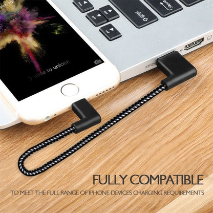 1m 2A USB to 8 Pin Nylon Weave Style Double Elbow Data Sync Charging Cable - Normal Style Cable by PMC Jewellery | Online Shopping South Africa | PMC Jewellery | Buy Now Pay Later Mobicred