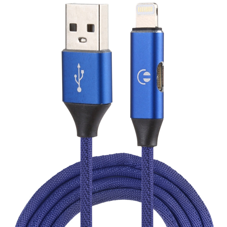 Multifunction 1m 3A 8 Pin Male & 8 Pin Female to USB Nylon Braided Data Sync Charging Audio Cable(Blue) - Multifunction Cable by PMC Jewellery | Online Shopping South Africa | PMC Jewellery | Buy Now Pay Later Mobicred