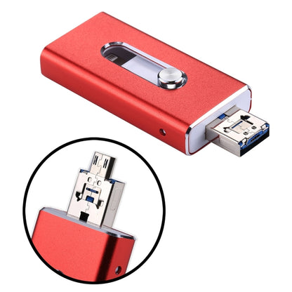 RQW-02 3 in 1 USB 2.0 & 8 Pin & Micro USB 32GB Flash Drive(Red) - U Disk & Card Reader by PMC Jewellery | Online Shopping South Africa | PMC Jewellery | Buy Now Pay Later Mobicred