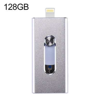 RQW-02 3 in 1 USB 2.0 & 8 Pin & Micro USB 128GB Flash Drive(Silver) - U Disk & Card Reader by PMC Jewellery | Online Shopping South Africa | PMC Jewellery | Buy Now Pay Later Mobicred