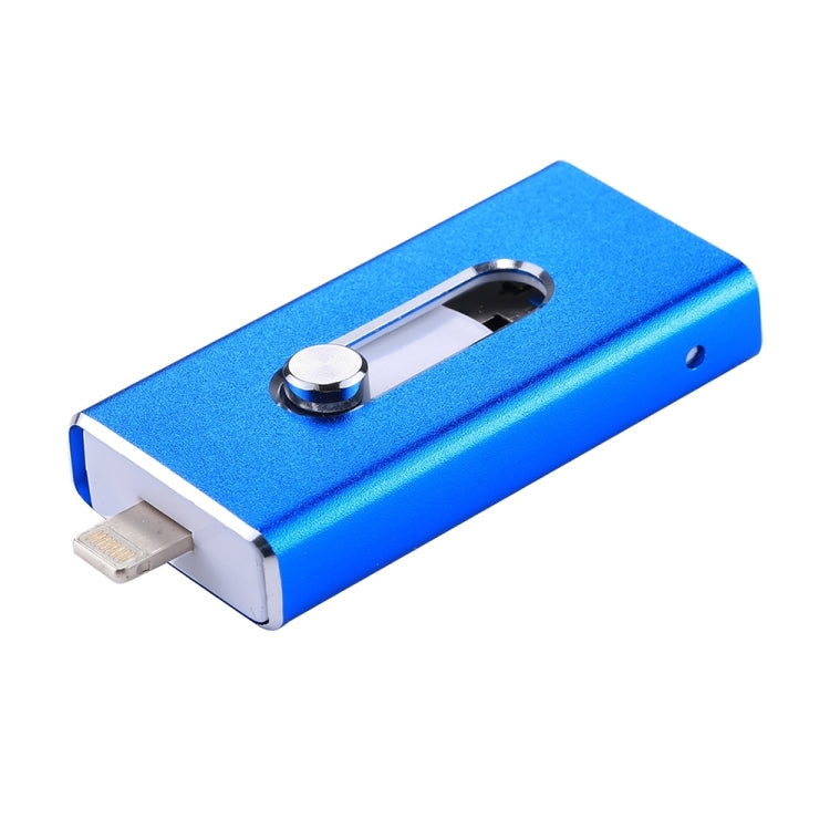 RQW-02  3 in 1 USB 2.0 & 8 Pin & Micro USB 16GB Flash Drive(Blue) - U Disk & Card Reader by PMC Jewellery | Online Shopping South Africa | PMC Jewellery | Buy Now Pay Later Mobicred