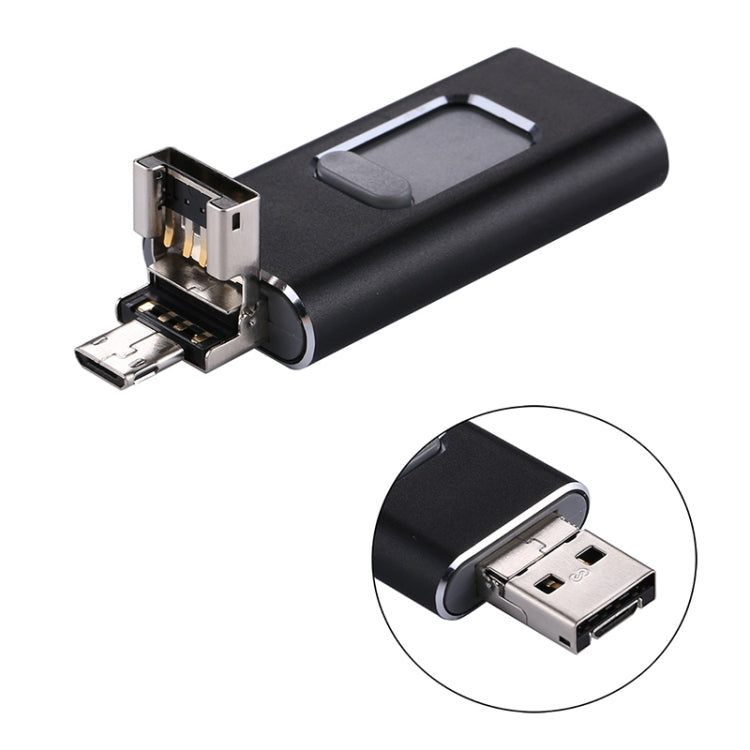 easyflash RQW-01B 3 in 1 USB 2.0 & 8 Pin & Micro USB 16GB Flash Drive(Black) - U Disk & Card Reader by PMC Jewellery | Online Shopping South Africa | PMC Jewellery | Buy Now Pay Later Mobicred