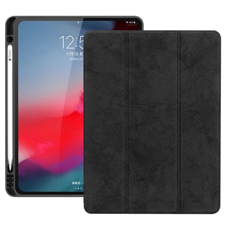 Horizontal Flip Leather Case with Pen Slot Three-folding Holder & Wake-up / Sleep Function for iPad Air 13 2024 / Pro 12.9 (2018)(Black) - iPad Pro 12.9 (2018) Cases by PMC Jewellery | Online Shopping South Africa | PMC Jewellery | Buy Now Pay Later Mobicred