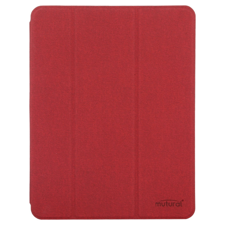Mutural YASHI Series TPU + PU Cloth Pattern Texture Horizontal Flip Leather Case with Three-folding Holder & Pen Slot & Wake-up / Sleep Function For iPad Air 2022 / 2020 10.9(Red) - free shipping - PMc TechLife - Order now!