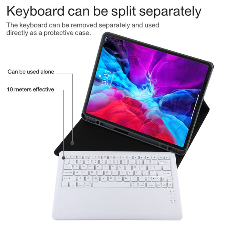 T129 Detachable Bluetooth White Keyboard Microfiber Leather Tablet Case for iPad Pro 12.9 inch (2020), with Holder (Blue) - For iPad Pro by PMC Jewellery | Online Shopping South Africa | PMC Jewellery | Buy Now Pay Later Mobicred