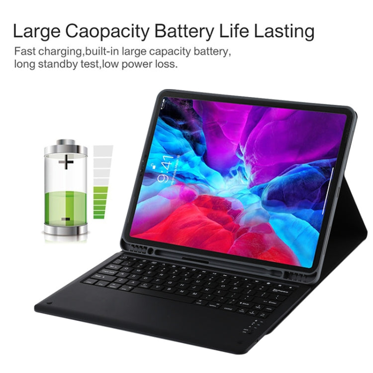 T129 Detachable Bluetooth Black Keyboard Microfiber Leather Tablet Case for iPad Pro 12.9 inch (2020), with Holder (Black) - For iPad Pro by PMC TechLife | Online Shopping South Africa | PMC TechLife
