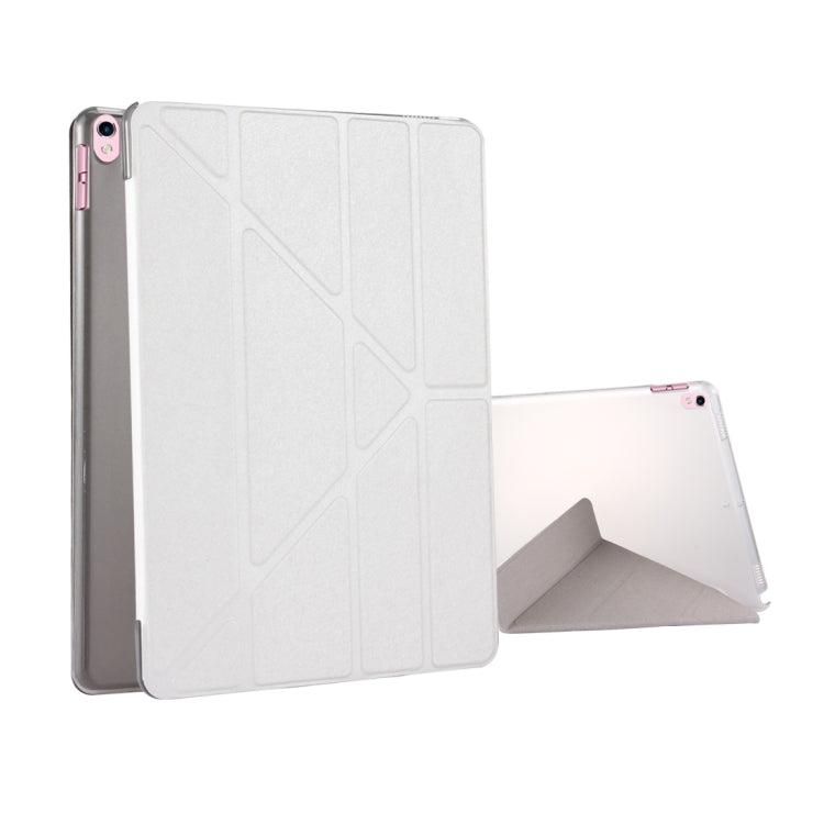 For iPad Pro 10.5 inch Silk Texture Horizontal Deformation Flip Leather Case with 4-folding Holder & Sleep / Wake-up(White) - iPad Pro 10.5 inch Cases by PMC TechLife | Online Shopping South Africa | PMC TechLife | Buy Now Pay Later Mobicred