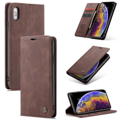 For iPhone X / XS CaseMe-013 Multifunctional Retro Frosted Horizontal Flip Leather Case with Card Slot & Holder & Wallet(Coffee) - More iPhone Cases by CaseMe | Online Shopping South Africa | PMC Jewellery | Buy Now Pay Later Mobicred