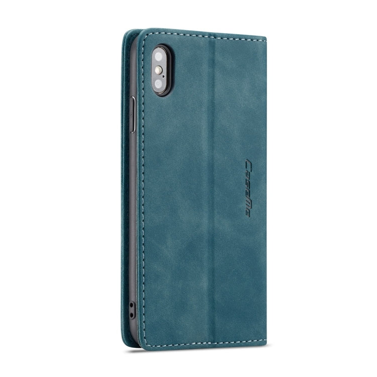 For iPhone X / XS CaseMe-013 Multifunctional Retro Frosted Horizontal Flip Leather Case with Card Slot & Holder & Wallet(Blue) - More iPhone Cases by CaseMe | Online Shopping South Africa | PMC Jewellery | Buy Now Pay Later Mobicred