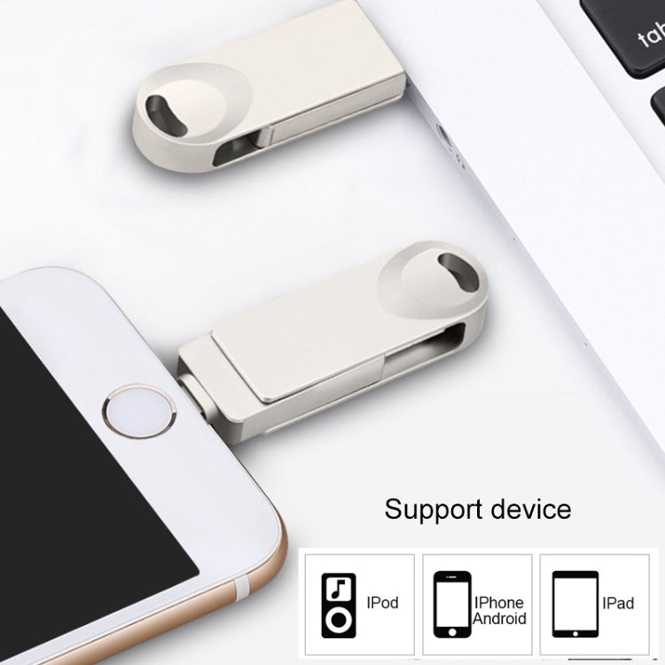 S29 3 in 1 32GB Micro USB + USB + 8 Pin Interface Metal Twister Flash Disk(Silver) - USB Flash Drives by PMC Jewellery | Online Shopping South Africa | PMC Jewellery | Buy Now Pay Later Mobicred