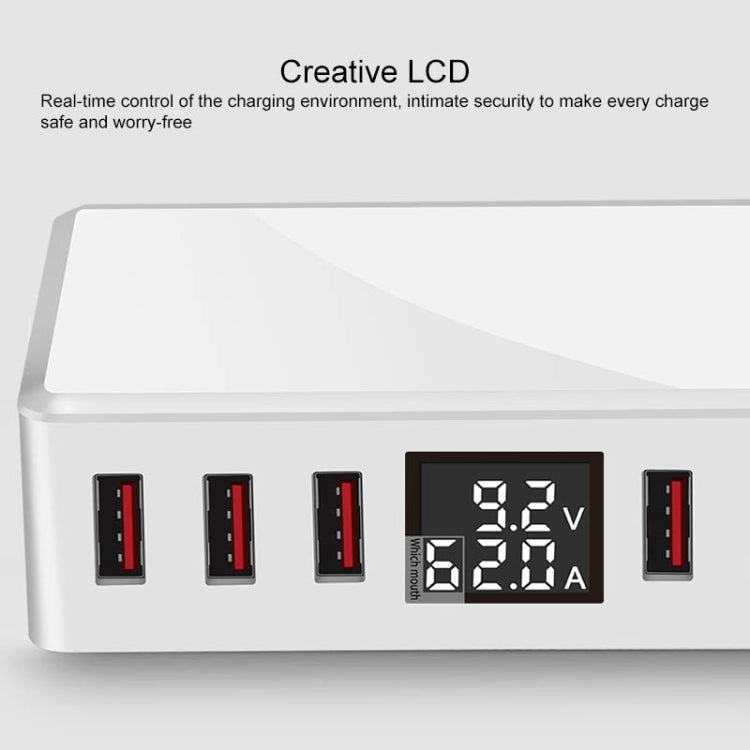 WLX-T9+ 40W 6 In 1 Multi-function Mini Smart Digital Display USB Charger(White) - Multifunction Charger by PMC Jewellery | Online Shopping South Africa | PMC Jewellery | Buy Now Pay Later Mobicred