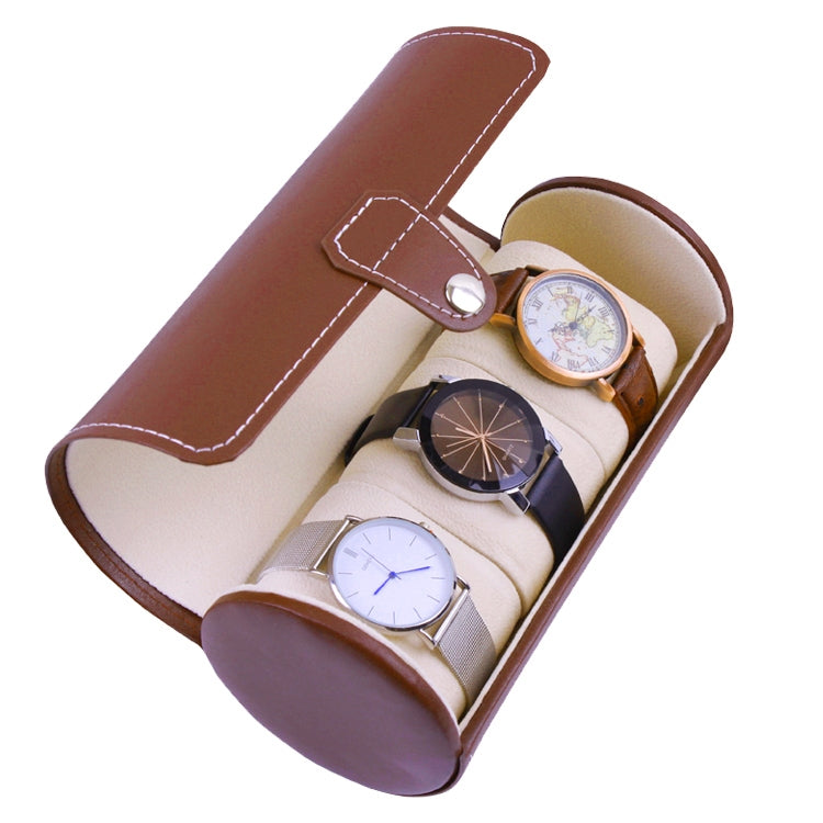 Portable Travel Watch Cylinder Protective Box Storage Bag(Brown) - free shipping - PMc TechLife - Order now!