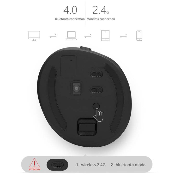DELUX M618 Mini 2.4G Wireless 2400DPI USB Rechargeable Ergonomic Vertical Mouse(Grey) - free shipping - PMC Jewellery - Order now!