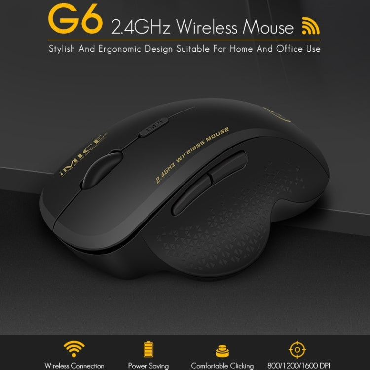 iMICE G6 Wireless Mouse 2.4G Office Mouse 6-button Gaming Mouse(Black) - free shipping - PMC TechLife - Order now!