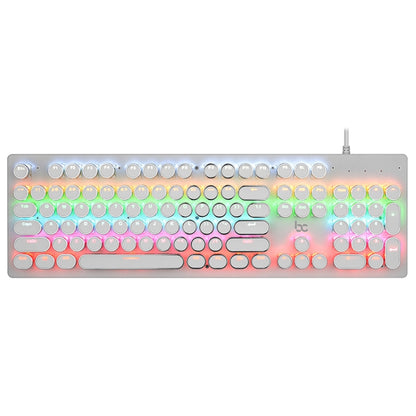 MSEZ HJK920-7 104-keys Electroplated Transparent Character Punk Keycap Colorful Backlit Wired Mechanical Gaming Keyboard, Support Autonomous Shaft Change(White) - Wired Keyboard by MS&EZ | Online Shopping South Africa | PMC Jewellery | Buy Now Pay Later Mobicred