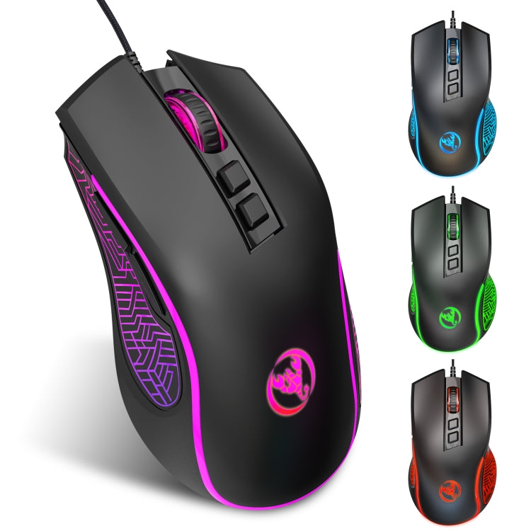HXSJ X100 7-buttons 3600 DPI Cool Glowing Wired Gaming Mouse, Cable Length: 1.5m (Black) - Wired Mice by HXSJ | Online Shopping South Africa | PMC TechLife | Buy Now Pay Later Mobicred