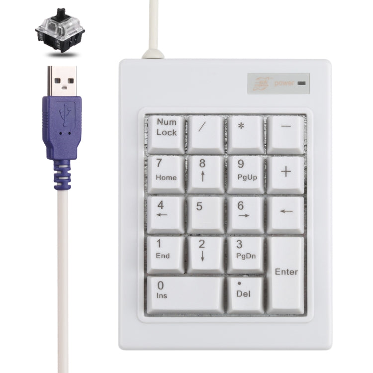 DX-18B 18-keys USB Wired Mechanical Black Shaft Mini Numeric Keyboard (White) - Mini Keyboard by PMC Jewellery | Online Shopping South Africa | PMC Jewellery | Buy Now Pay Later Mobicred