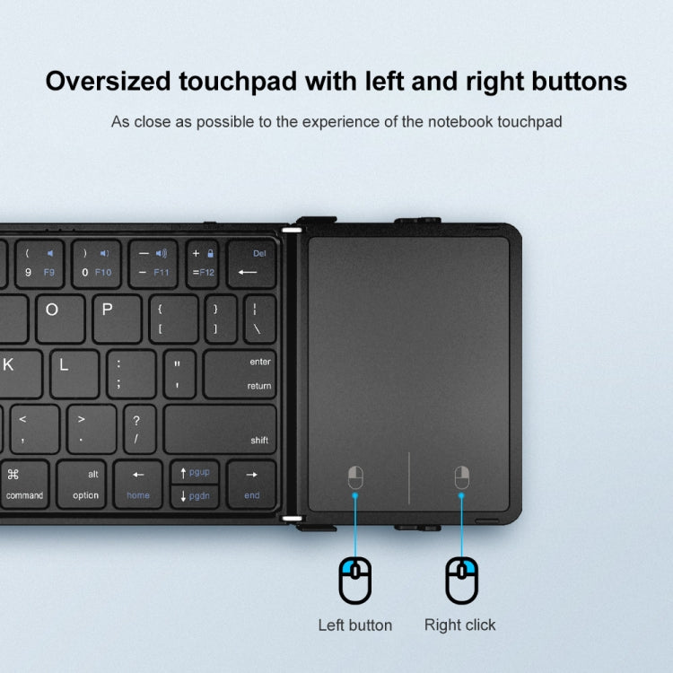 B1053 Leather Portable Tri-Fold Bluetooth Keyboard - Wireless Keyboard by PMC Jewellery | Online Shopping South Africa | PMC Jewellery | Buy Now Pay Later Mobicred