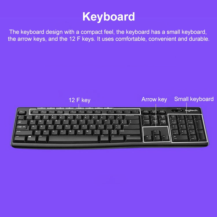 Logitech K270 Single Wireless Ultra-thin Silent Keyboard (Black) - Wireless Keyboard by Logitech | Online Shopping South Africa | PMC Jewellery | Buy Now Pay Later Mobicred