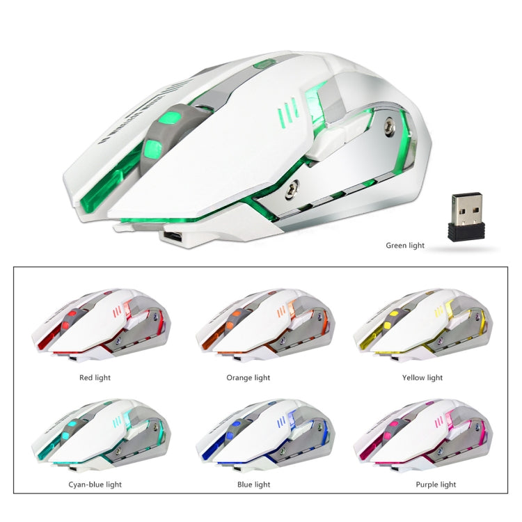 ZERODATE X70 2.4GHz Wireless 6-Keys 2400 DPI Adjustable Ergonomics Optical Gaming Mouse with Breathing Light(White) - Wireless Mice by ZERODATE | Online Shopping South Africa | PMC Jewellery | Buy Now Pay Later Mobicred