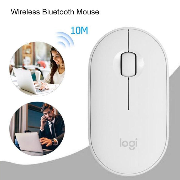 Logitech Pebble Cobblestone Shape Thin 3-keys 1000DPI Mute Wireless Bluetooth Optical Mouse, Wireless Range: 10m (Black) - free shipping - PMC Jewellery - Order now!