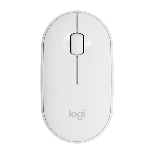 Logitech Pebble Cobblestone Shape Thin 3-keys 1000DPI Mute Wireless Bluetooth Optical Mouse, Wireless Range: 10m (White) - Wireless Mice by Logitech | Online Shopping South Africa | PMC Jewellery | Buy Now Pay Later Mobicred