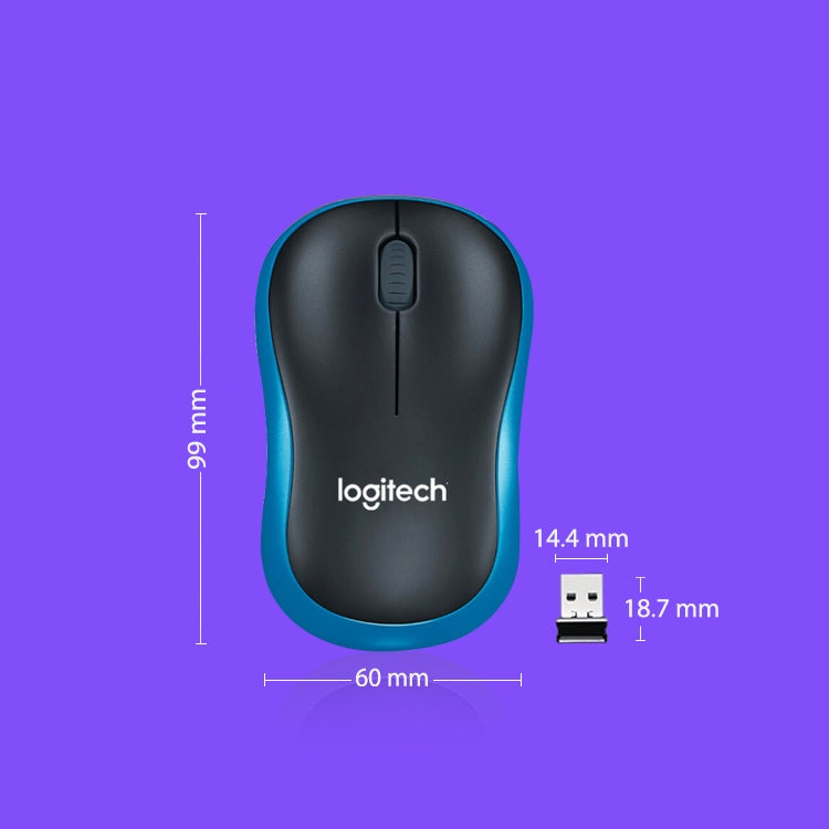 Logitech M186 Wireless Mouse Office Power Saving USB Laptop Desktop Computer Universal (Black Blue) - free shipping - PMC Jewellery - Order now!