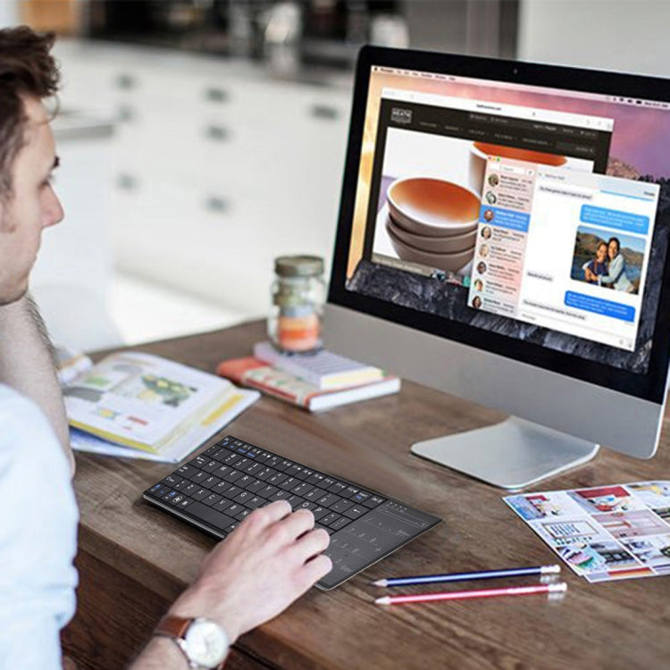 K-07 ABS Wireless Chargeable Bluetooth Touch Keyboard(Black) - free shipping - PMC Jewellery - Order now!