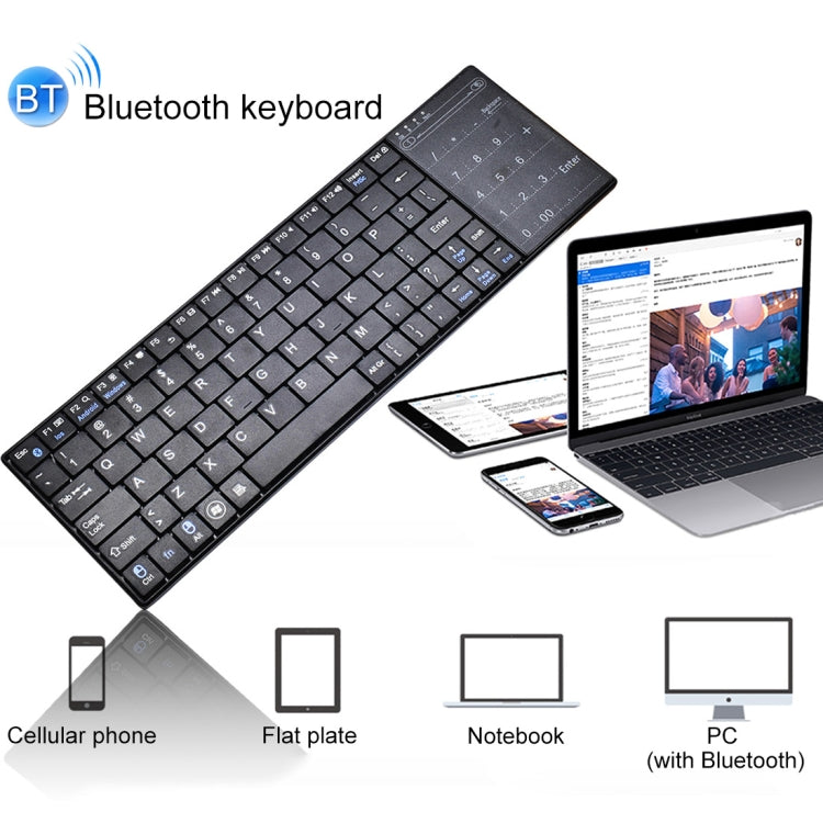 K-07 ABS Wireless Chargeable Bluetooth Touch Keyboard(Black) - free shipping - PMC Jewellery - Order now!