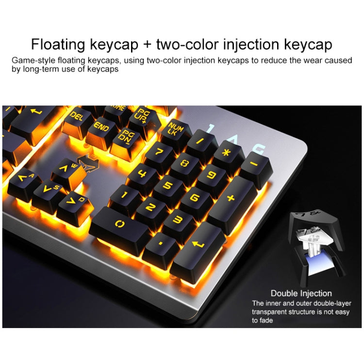 YINDIAO K002 USB Wired Mechanical Feel Orange Backlight Keyboard + Optical Mouse + Headset Set(Black) - free shipping - PMC Jewellery - Order now!