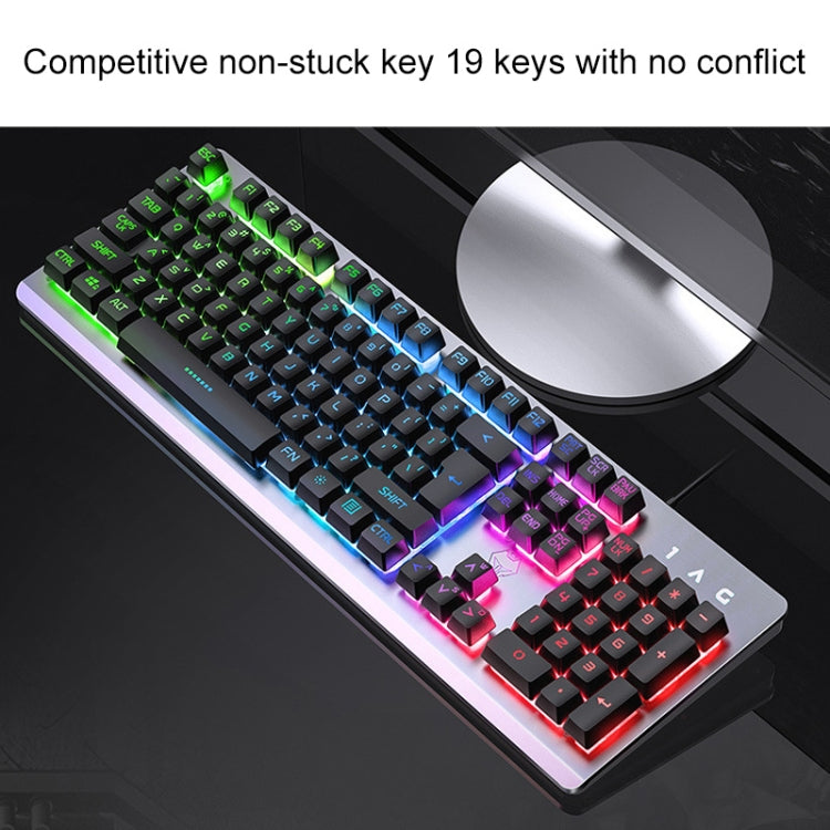 YINDIAO K002 USB Wired Mechanical Feel Orange Backlight Keyboard + Optical Mouse + Headset Set(Black) - free shipping - PMC Jewellery - Order now!
