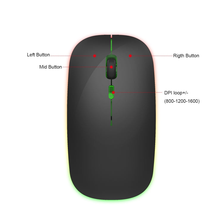 HXSJ M40 4 Key 2.4G Colorful Wireless Silent Mouse (Black) - Wireless Mice by HXSJ | Online Shopping South Africa | PMC TechLife | Buy Now Pay Later Mobicred