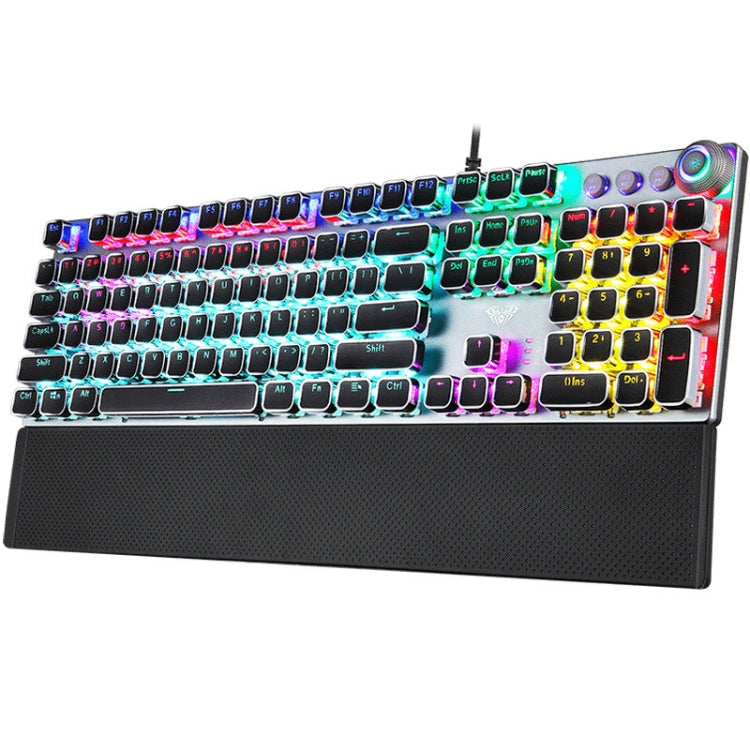 AULA F2088 108 Keys Mixed Light Plating Punk Mechanical Black Switch Wired USB Gaming Keyboard with Metal Button(Silver) - Wired Keyboard by AULA | Online Shopping South Africa | PMC Jewellery | Buy Now Pay Later Mobicred