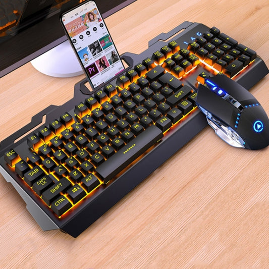 YINDIAO V2 Mechanical Feel Gaming Keyboard Mouse Set (Black Orange Yellow Light) - Wired Keyboard by YINDIAO | Online Shopping South Africa | PMC Jewellery | Buy Now Pay Later Mobicred